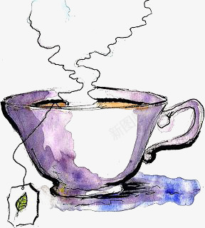 冒着热气的茶png免抠素材_新图网 https://ixintu.com 手绘茶杯 水彩 热气 茶具 茶包 餐具