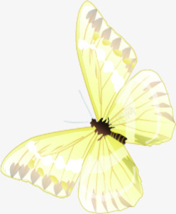 创意合成手绘飞舞的黄色蝴蝶造型素材