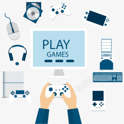 手玩游戏玩家与游戏元素高清图片