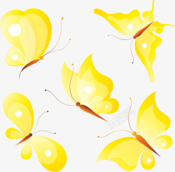 飞舞姿势黄色的蝴蝶矢量图高清图片