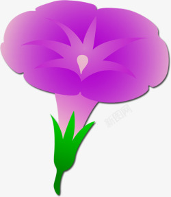 紫色卡通手绘喇叭花素材