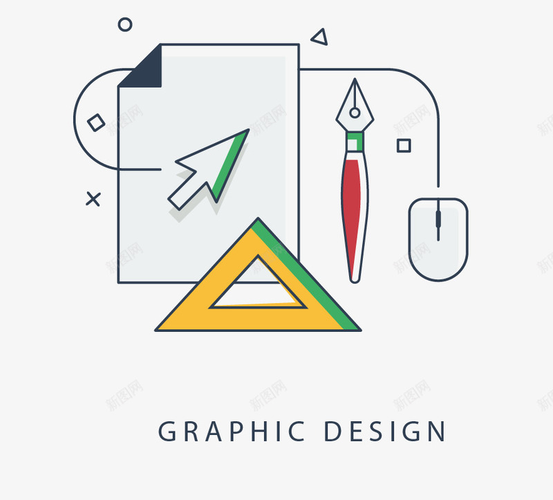 绘画工具矢量图eps免抠素材_新图网 https://ixintu.com 平板电脑 电脑 移动 纸 设计 铅笔 鼠标 矢量图