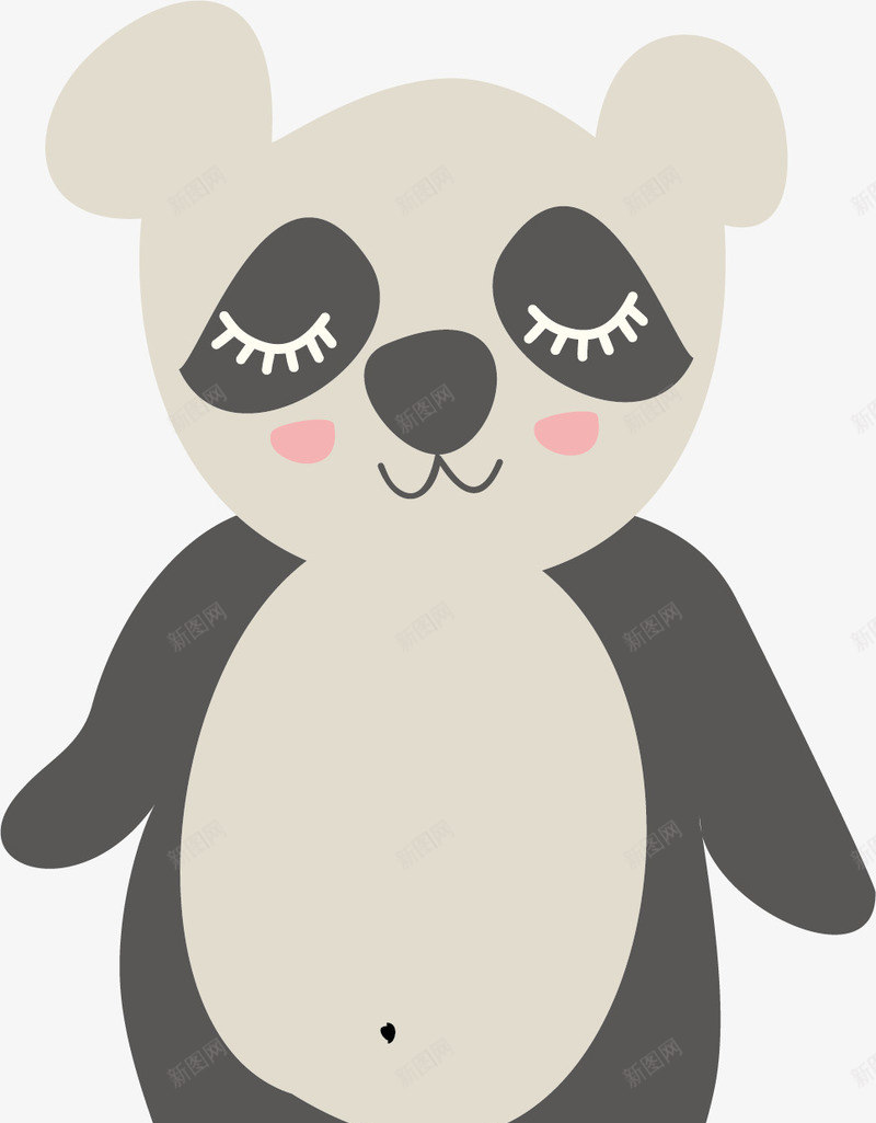 闭眼微笑的小熊猫png免抠素材_新图网 https://ixintu.com 卡通手绘 可爱 微笑 熊猫 闭眼 黑眼圈