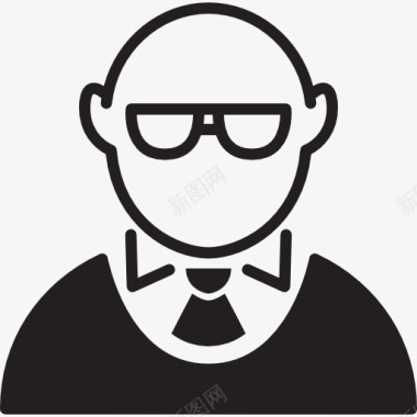 秃头的戴眼镜的男人图标图标