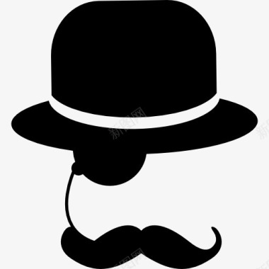 优雅的男人与一个眼镜胡子和帽子图标图标
