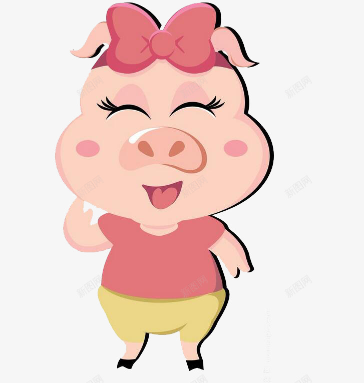微笑的小猪png免抠素材_新图网 https://ixintu.com 三只小猪 卡通 小猪 微笑 手绘 蝴蝶结