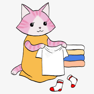 叠衣服的猫咪png免抠素材_新图网 https://ixintu.com 卡通 猫咪 衣服 袜子 装饰