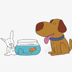 鱼缸和狗素材
