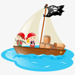 孩子们和海盗船素材