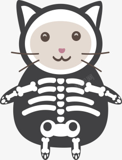 骷髅装扮猫咪矢量图素材