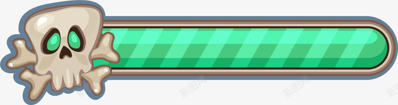 卡通绿色能量条png免抠素材_新图网 https://ixintu.com 卡通能量条 白色骨头 白色骷髅头 童趣 绿色能量条 骨骼