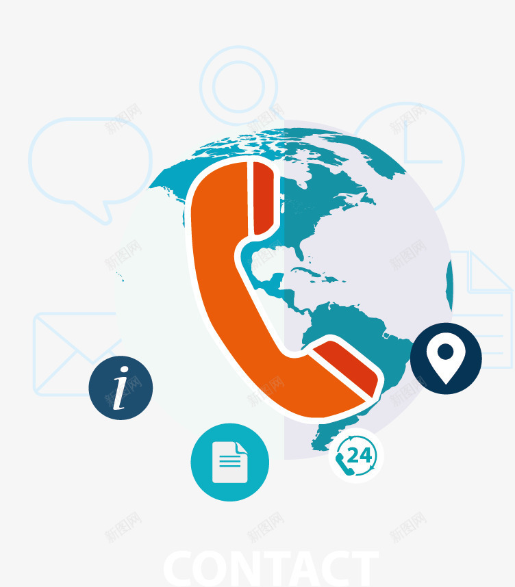 全球网络通话图标png_新图网 https://ixintu.com 全球通话 网络通话 话筒图标 通话 通话图标