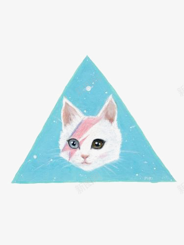 猫咪头像png免抠素材_新图网 https://ixintu.com 三角形猫咪 卡通猫咪 手绘猫咪 白色猫咪 蓝色几何图形