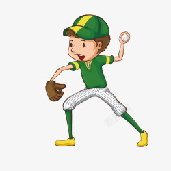 打棒球的男孩子手绘卡通装饰打棒球的男孩子装饰高清图片