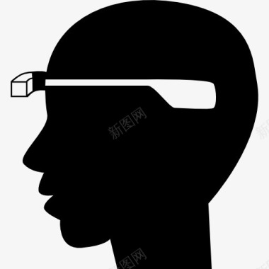 谷歌眼镜在一个男人的头从一边看图标图标