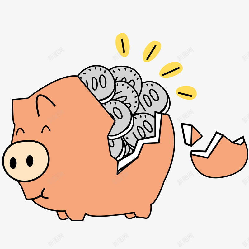 卡通小猪存钱罐png免抠素材_新图网 https://ixintu.com 卡通 存钱罐 小猪