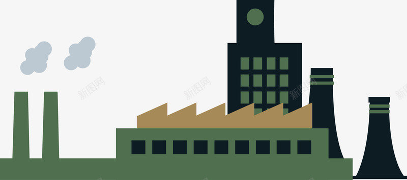 卡通工厂排放废气图标图标
