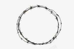 黑色的护栏环形带倒刺的铁丝高清图片