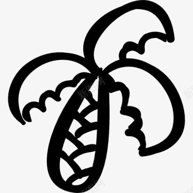 热带棕榈树的轮廓图标图标