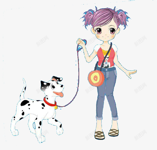 拉着狗绳散步的人物图案png免抠素材_新图网 https://ixintu.com 可爱风格 图案 拉着狗绳 拉绳子的人 效果 散步的人物 装饰图案
