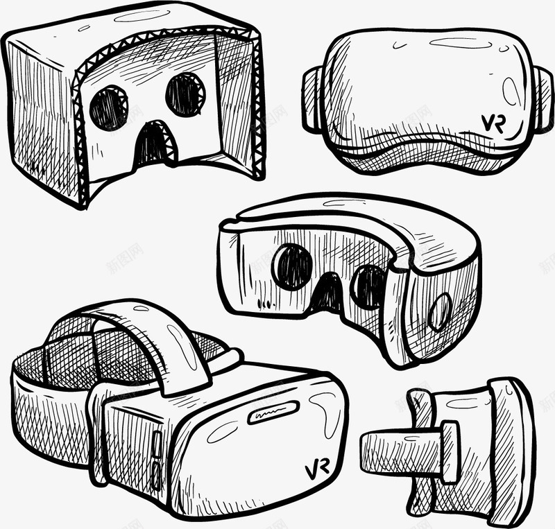 素描产品原型图png免抠素材_新图网 https://ixintu.com VR世界 VR眼镜 产品原型 低保真 手绘 矢量素材 素描