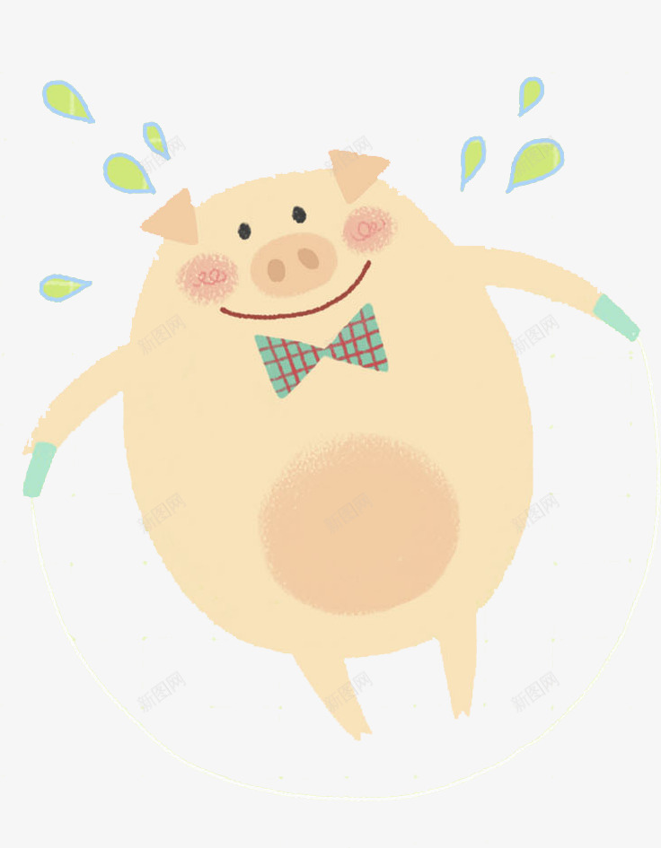 可爱的小猪png免抠素材_新图网 https://ixintu.com 动物 卡通 可爱 宠物 小猪 手绘 汗水 领结