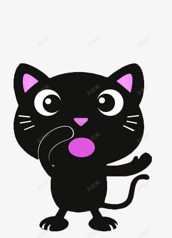 可爱猫咪png免抠素材_新图网 https://ixintu.com 可爱 大嘴 张大嘴巴 猫咪 黑色