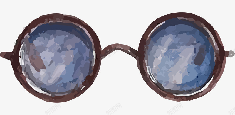 圆形眼镜png免抠素材_新图网 https://ixintu.com png图形 png装饰 圆形 手绘 眼镜 蓝色 装饰