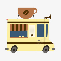 咖啡快餐车手绘咖啡车高清图片