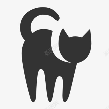 黑猫抬头猫咪图标图标