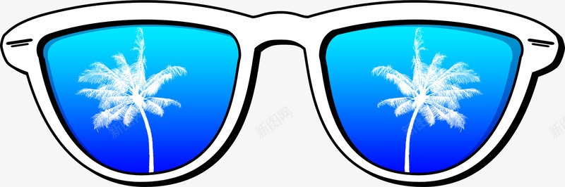 蓝色卡通夏日手绘眼镜png免抠素材_新图网 https://ixintu.com 卡通 夏日 眼镜 蓝色