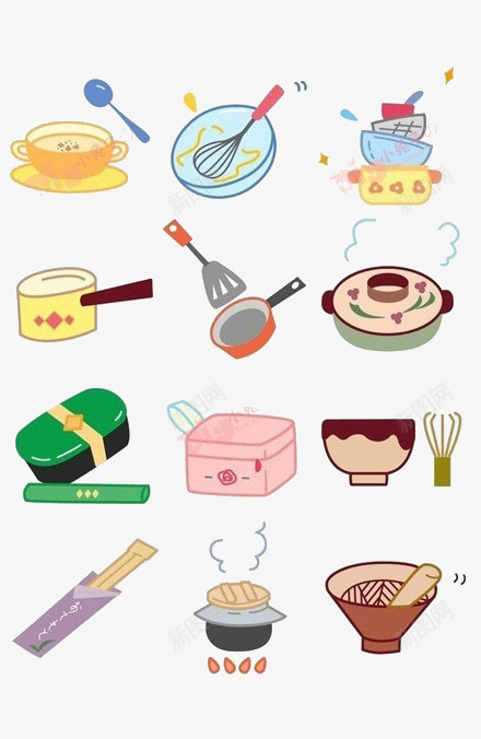 卡通煮饭餐具png免抠素材_新图网 https://ixintu.com 厨房 烹饪 煮饭 餐具