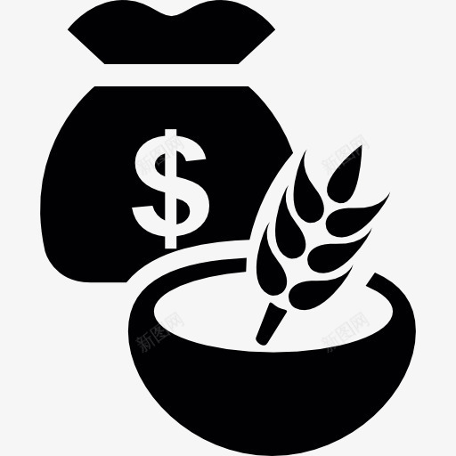 吃麦片的碗和一袋钱图标png_新图网 https://ixintu.com 人道主义 碗 袋 谷物 金钱 钱包 食品 食物