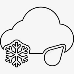 雪天气行程概述雨和雪云薄的轮廓图标高清图片