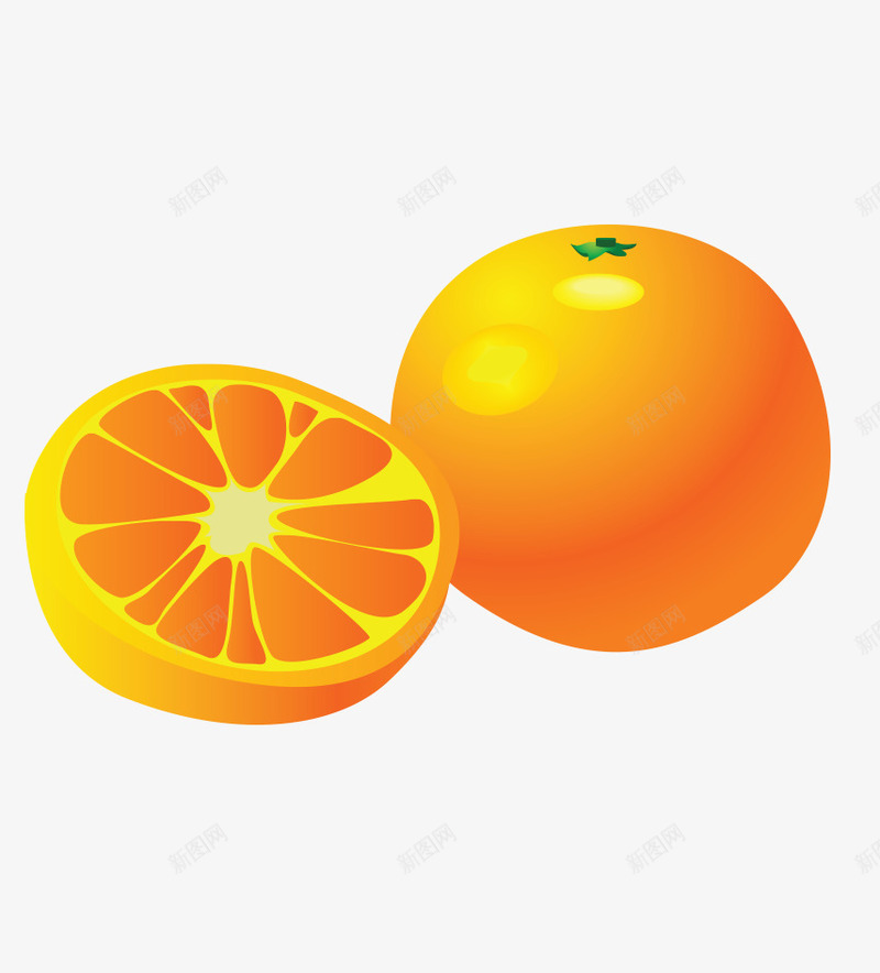 切开的橘子png免抠素材_新图网 https://ixintu.com 橘子 水果 矢量水果 蔬菜水果 黄色