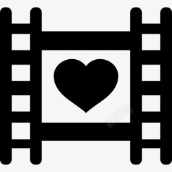 电影情人节电影胶片与心脏图标高清图片