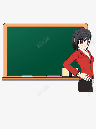 黑板前的教师png免抠素材_新图网 https://ixintu.com 卡通 绿色 老师