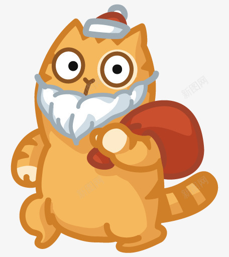 卡通猫咪装扮圣诞猫png免抠素材_新图网 https://ixintu.com 卡通 帽子 猫咪 胡子 黄色