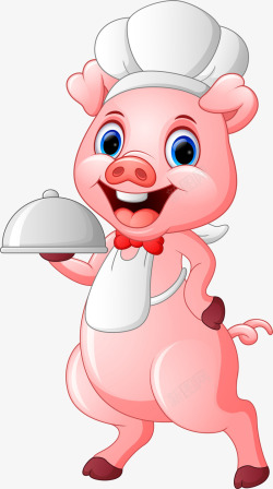 卡通小猪厨师素材