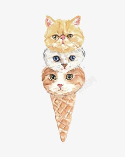 蛋筒女孩插画猫咪冰淇淋高清图片