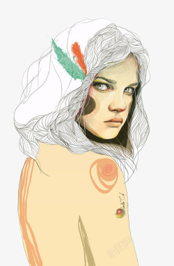线描头发手绘美女高清图片