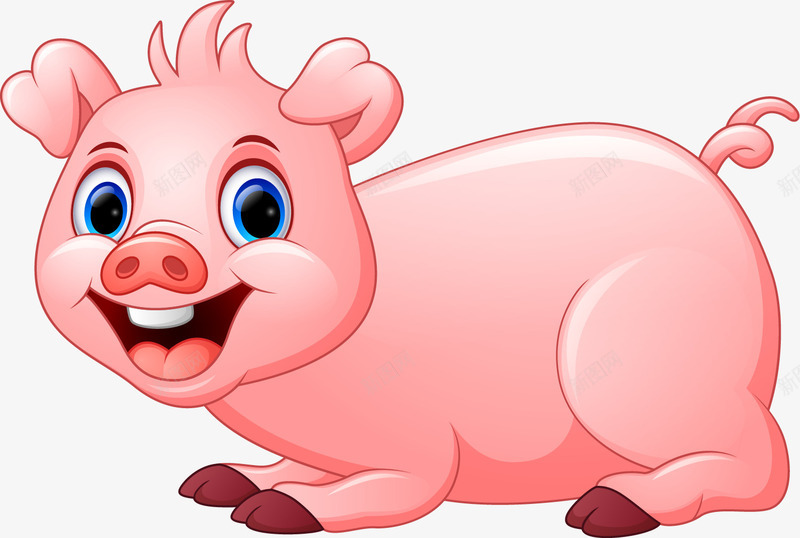 卡通趴着的小猪png免抠素材_新图网 https://ixintu.com 免抠PNG 动物 卡通 童趣 粉色 装饰图案 趴着的小猪