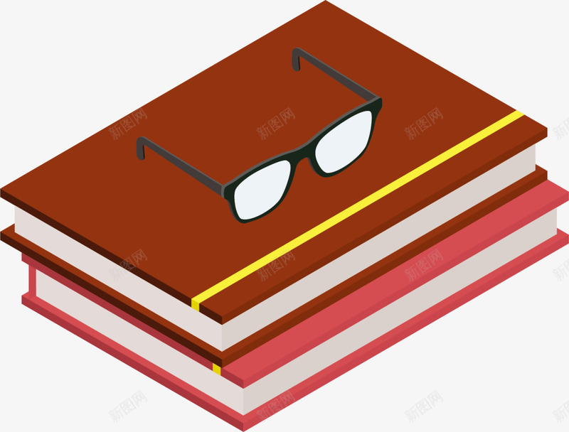咖啡色重叠眼镜书堆png免抠素材_新图网 https://ixintu.com 世界读书日 书堆 书本 书籍 国际儿童图书日 学习 眼镜 知识