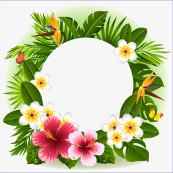 热带花卉装饰边框素材
