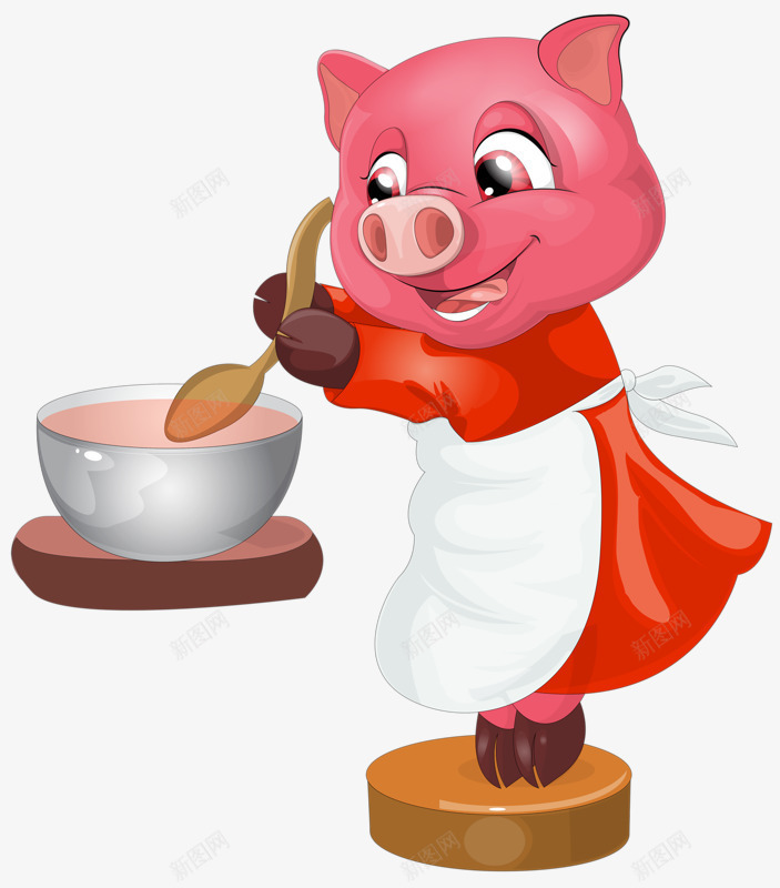 做饭的小猪png免抠素材_新图网 https://ixintu.com 做饭 小猪 煮饭 粉色猪头