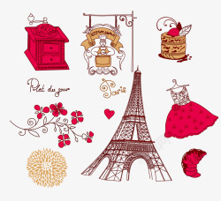 红色巴黎风格素材