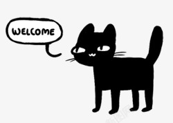 黑色猫咪手绘素材