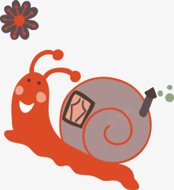 橘红色蜗牛卡通动物红色蜗牛矢量图高清图片