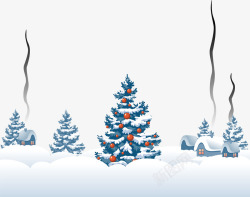 白色冬日雪地圣诞树素材