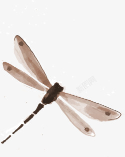 褐色中国风蜻蜓素材